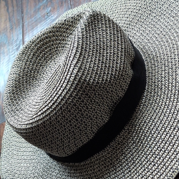 J. CREW I Woven Black and Ivory Marled Wide Brim Packable Sun Hat, X/XL - Picture 13 of 15